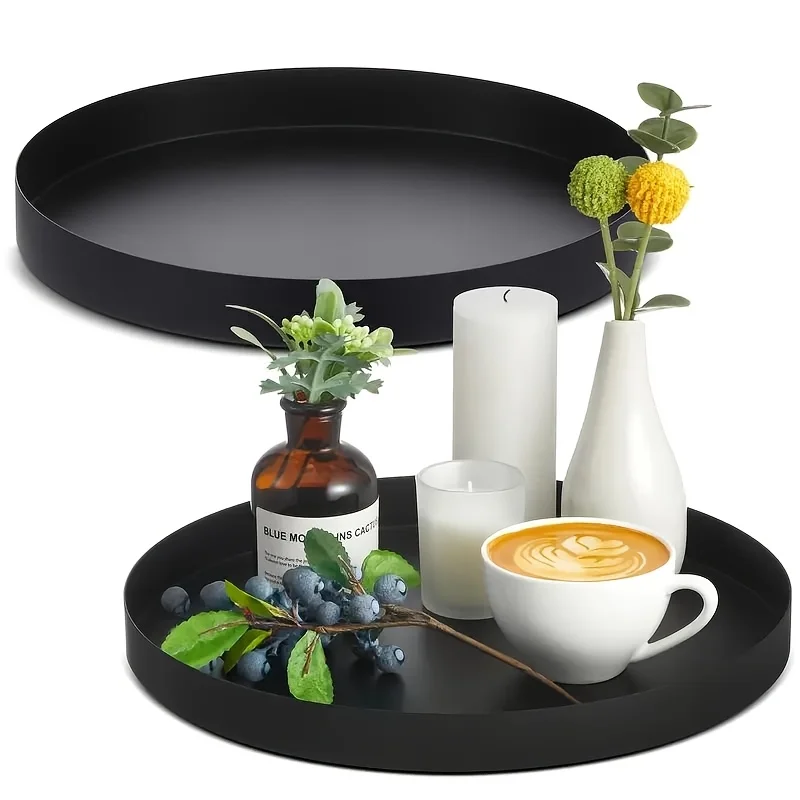 Candle Holder Supplies - 1 szt. Nowoczesna czarna okrągła taca