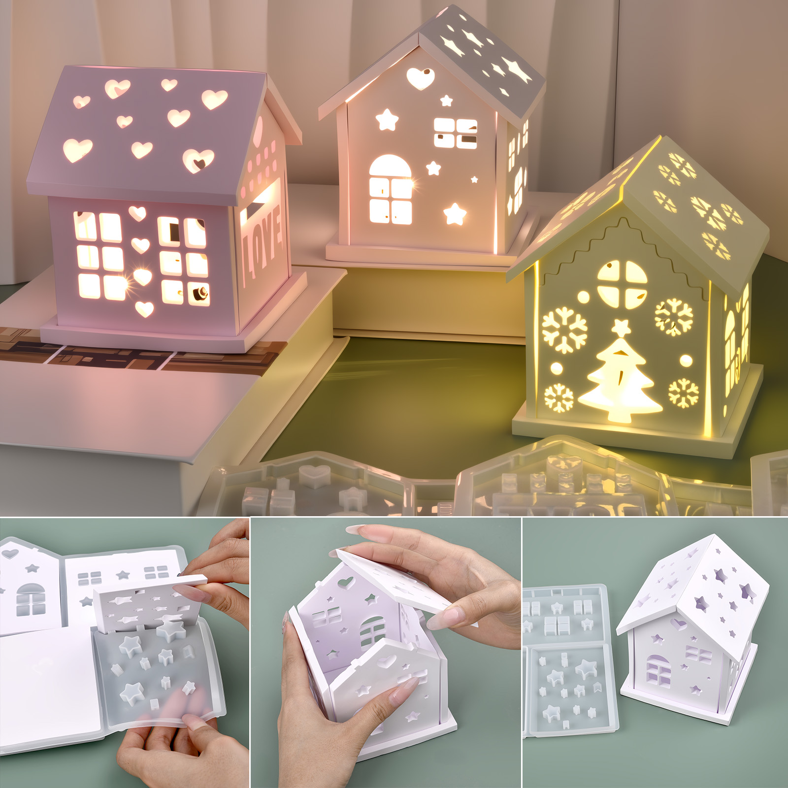Candle Holder Supplies - Forma Silikonowa 3D Dom DIY Choinka