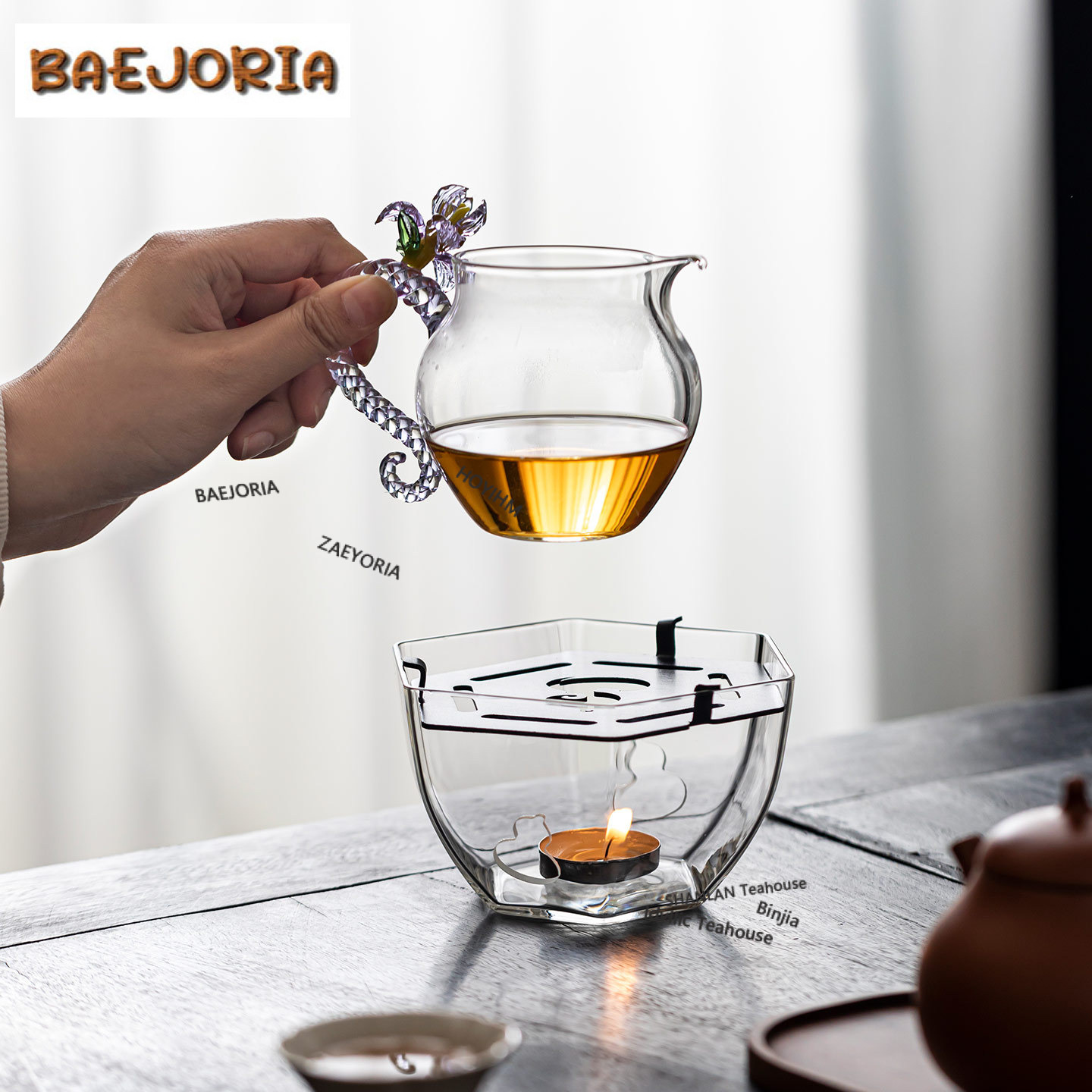 Candle Holder Supplies - Sześciokątny szklany podgrzewacz do herbaty w