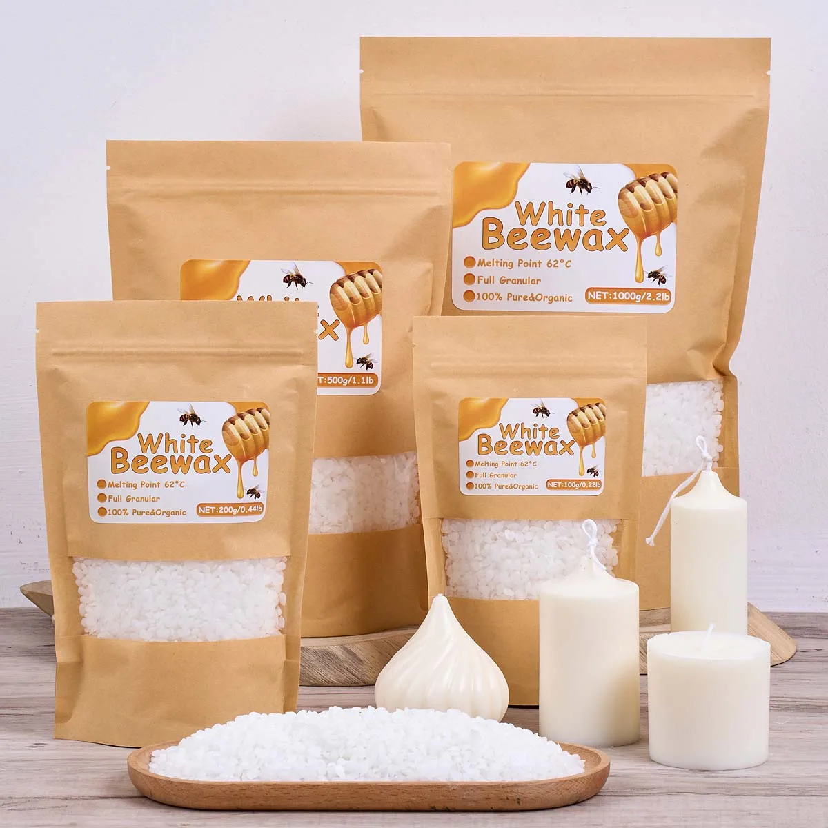 Candle Supplies Beeswax - 500g Biały Wosk Pszczeli Materiał do